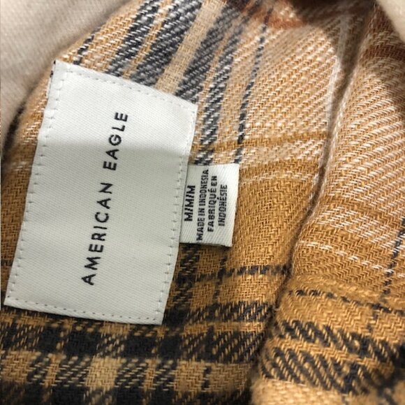 American Eagle Plaid Button Down Hoodie Size M - Picture 10 of 16